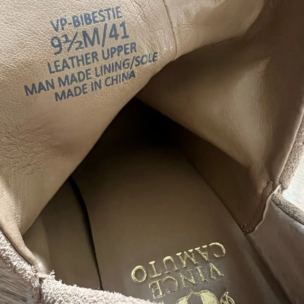 Vince Camuto tan suede ankle booties size 9.5